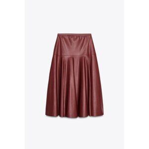 ZARA ZW COLLECTION LEATHER EFFECT MIDI SKIRT